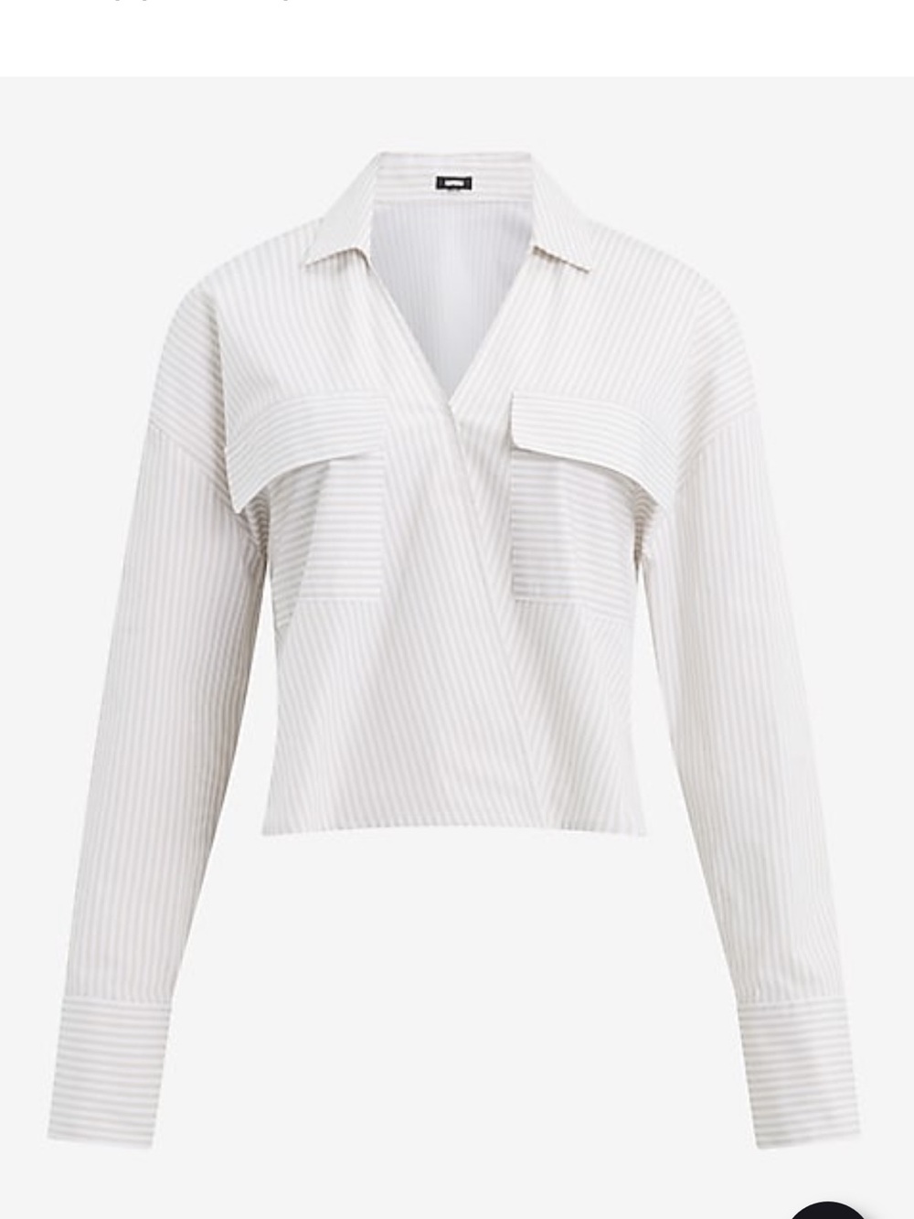 Express White Pinstripe Cropped Button-Down Shirt
